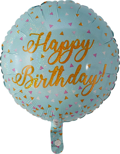 Foil Balloon 18" Happy Birthday Blue and Gold