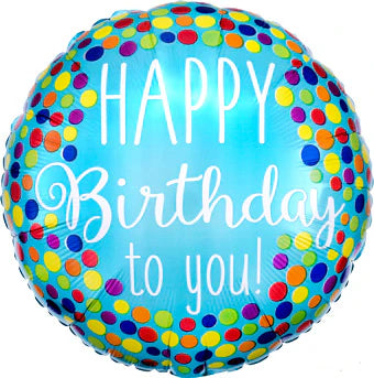 Foil Balloon 18" Happy Birthday Rainbow Dots