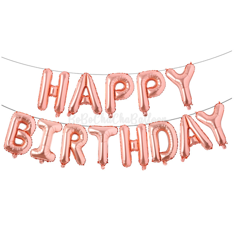 Foil Balloon "HAPPY BIRTHDAY" Banner Rose Gold *Air fill only*