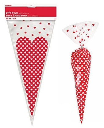 Heart Cellophane Cone Bag (20)
