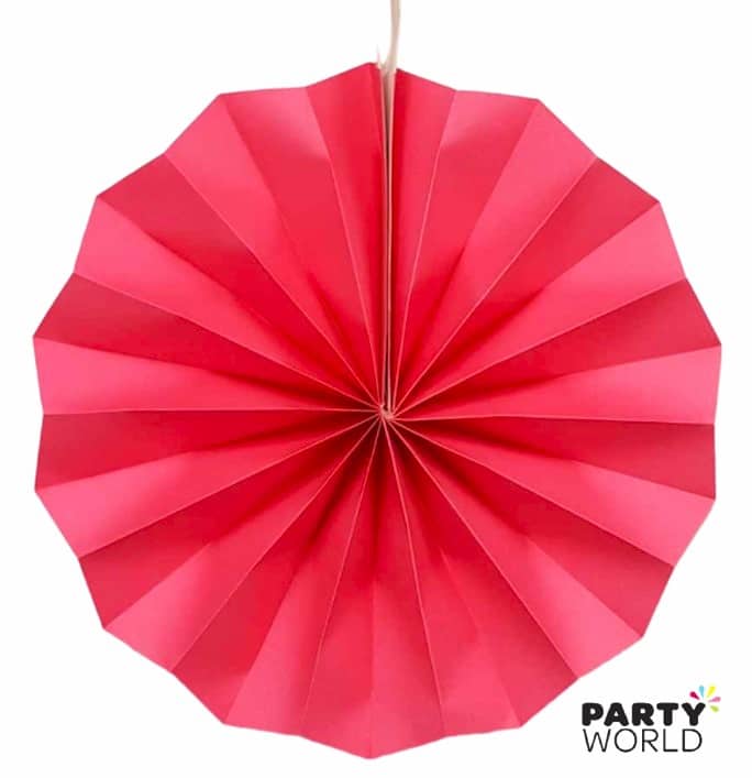 Hot Pink Paper Fan 8inch (21cm)