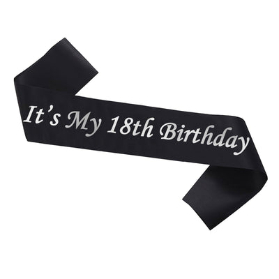 18th Birthday Sash - Black and Silver