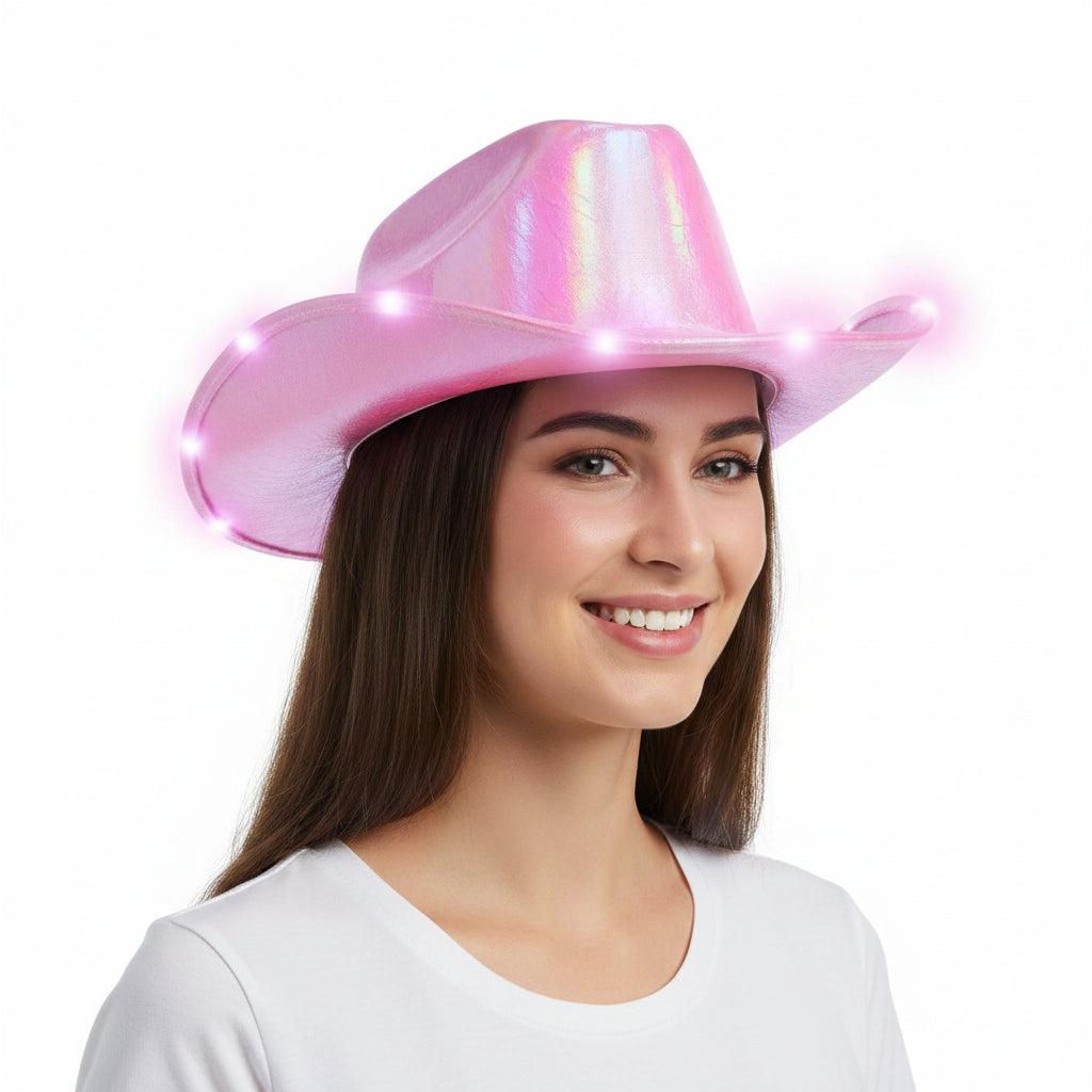 Pink LED Cowboy Hat