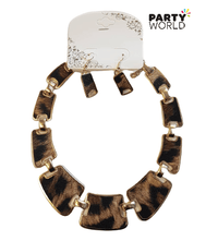 Leopard Print Necklace & Earrings Set Jungle Costume Accessory