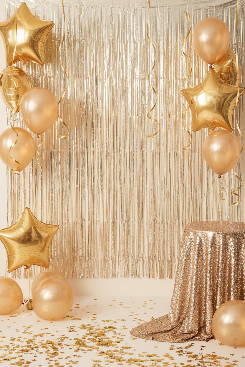 Foil Fringe Curtain Gold