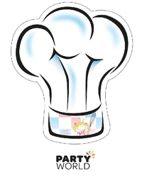 Little Cooks chef-shaped party plate close up, 32.5 x 28cm, eight per pack