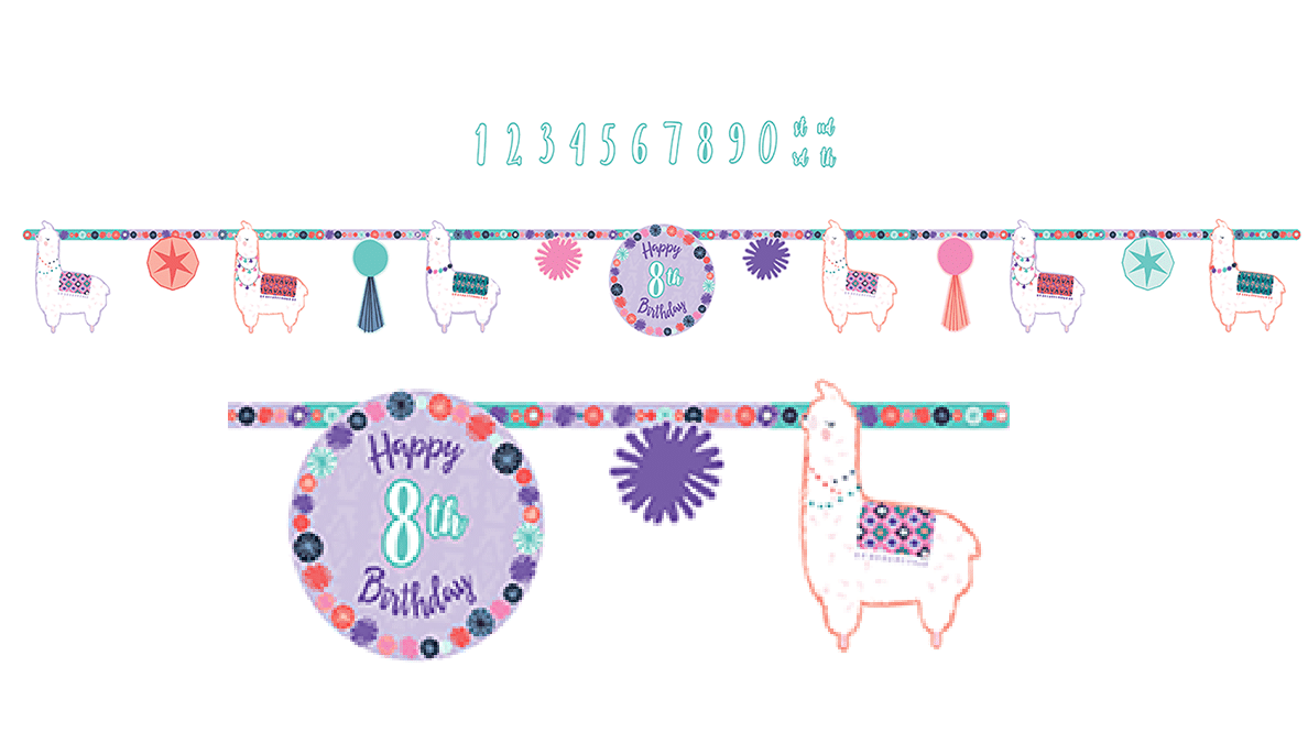 Llama Party Birthday Banner Add Any Age