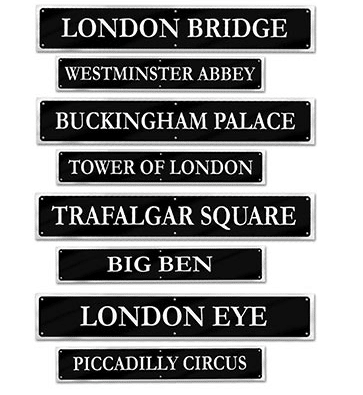 London Street Signs 4pk