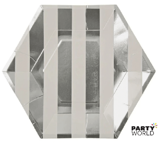 Meri Meri Silver Stripe Large Plates 26cm (8)
