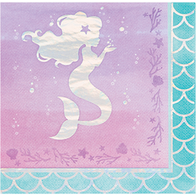 Mermaid Shine Iridescent Seahorse Lunch Serviettes - 16pk