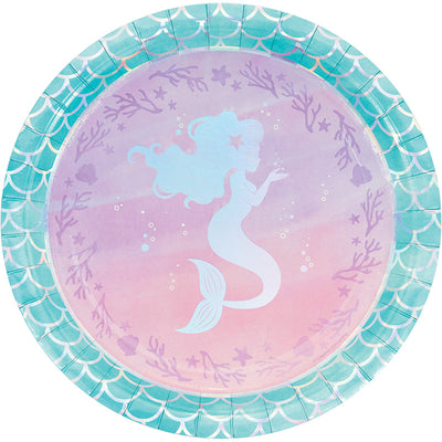 Mermaid Shine Iridescent Lunch Plates 8pk