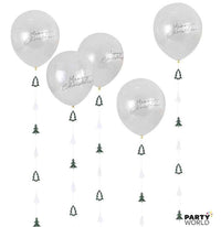 Merry Christmas Snowflakes Red Latex Balloons (6)