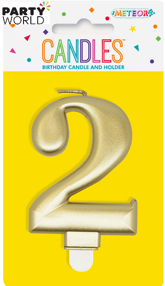 Metallic Gold Number Candle - 2