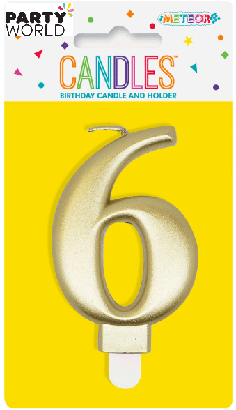 Metallic Gold Number Candle - 6