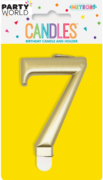 Metallic Gold Number Candle - 7