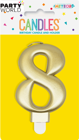 Metallic Gold Number Candle - 8