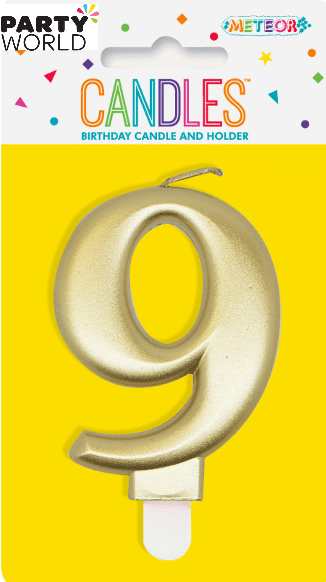 Metallic Gold Number Candle - 9