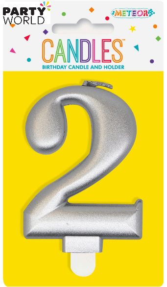 Metallic Silver Number Candle - 2
