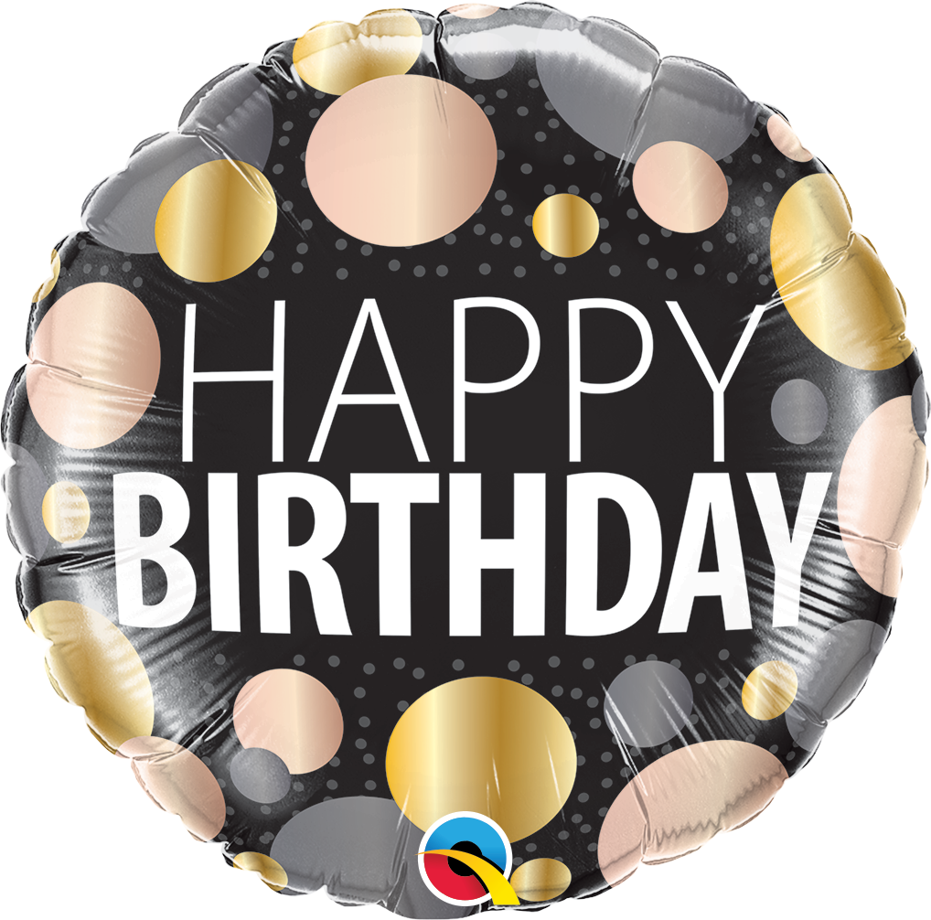 Foil Balloon 18" Happy Birthday - Metallic Dots