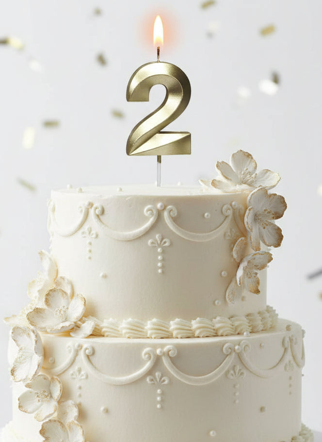 Candle Number 2 Metallic Gold