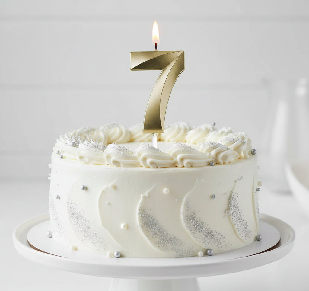 Candle Number 7 Metallic Gold