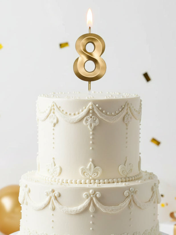 Candle Number 8 Metallic Gold