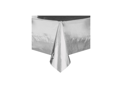 Foil Table Cover Rectangle - Metallic Silver