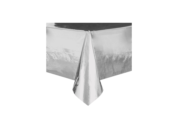 Foil Table Cover Rectangle - Metallic Silver
