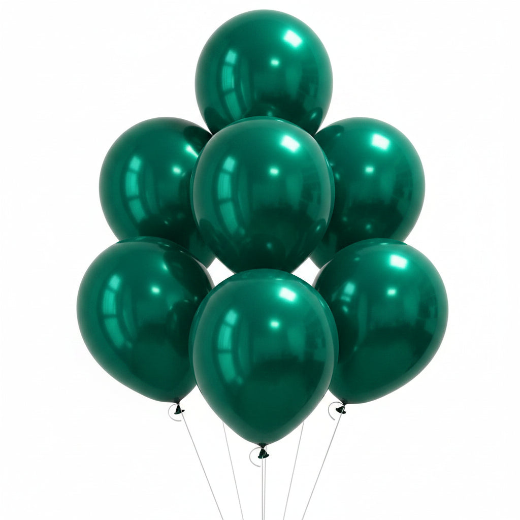 Metallic Jungle Green Party Balloons - 8 Pack
