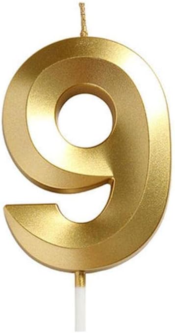 Candle Number 9 Metallic Gold