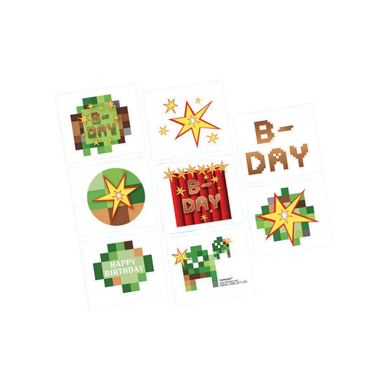 Minecraft TNT Party Temporary Tattoos (8pcs)