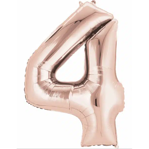 Mini Number 4 Rose Gold Foil Balloon 14in - Air fill only