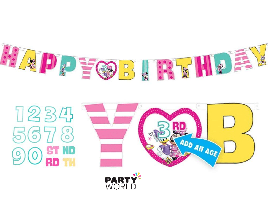 Minnie Mouse Add-An-Age Jumbo Birthday Banner 3.2m long x 25cm