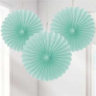 Tissue Paper Fans Mint - 3 mini fans