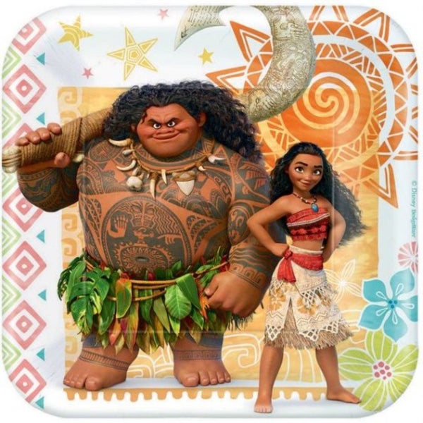 Moana 17cm Square Paper Plates (8)