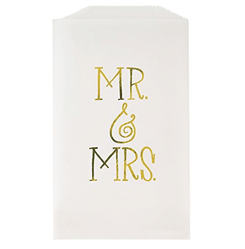 Mr & Mrs Glassine Treat Bags Gold (8)