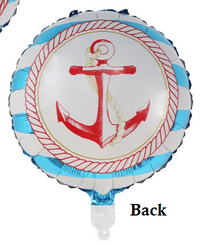 Navy nautical sailing foil balloon, 45cm, shown from the reverse side, for harbour parties