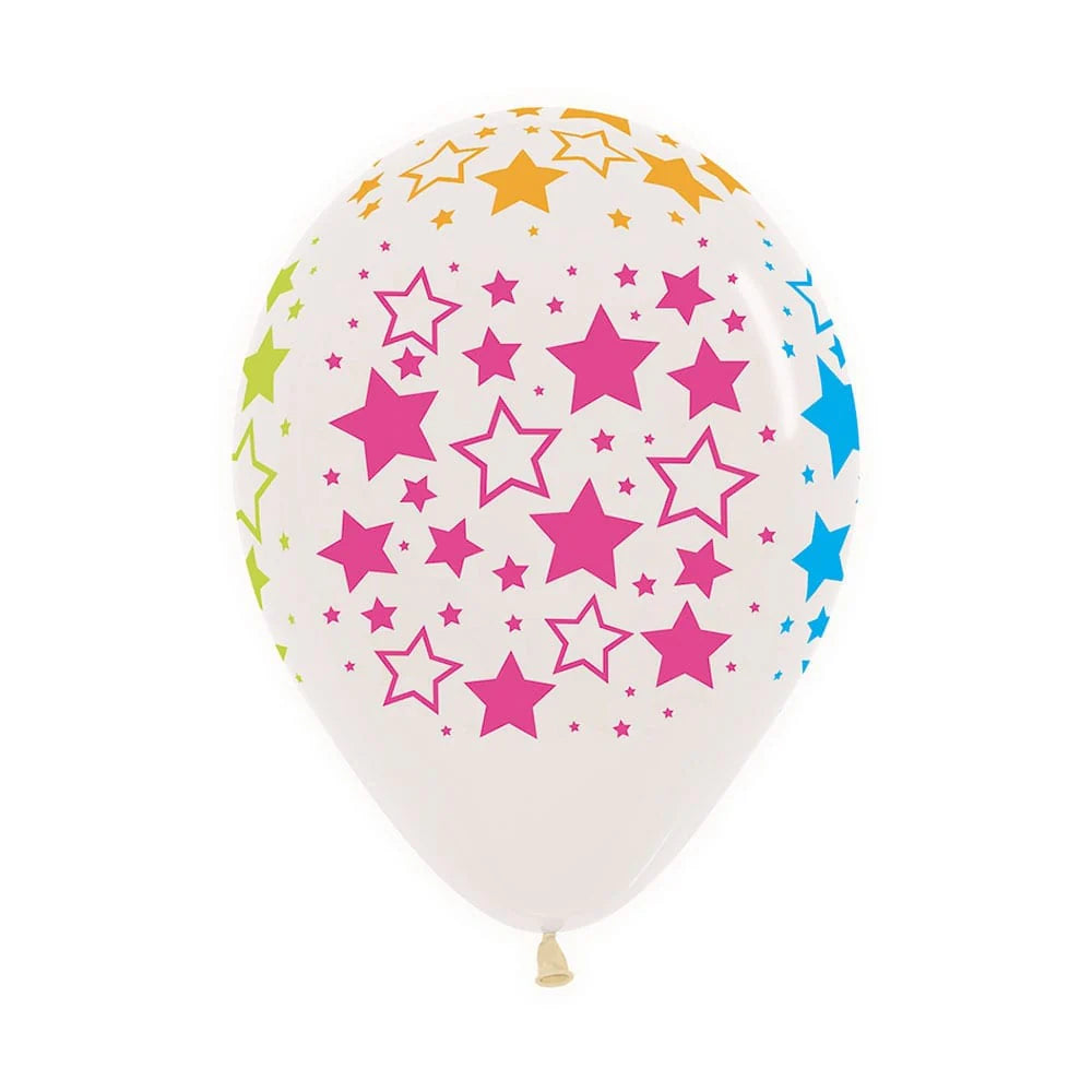 Clear Neon Star Balloons - 12pk