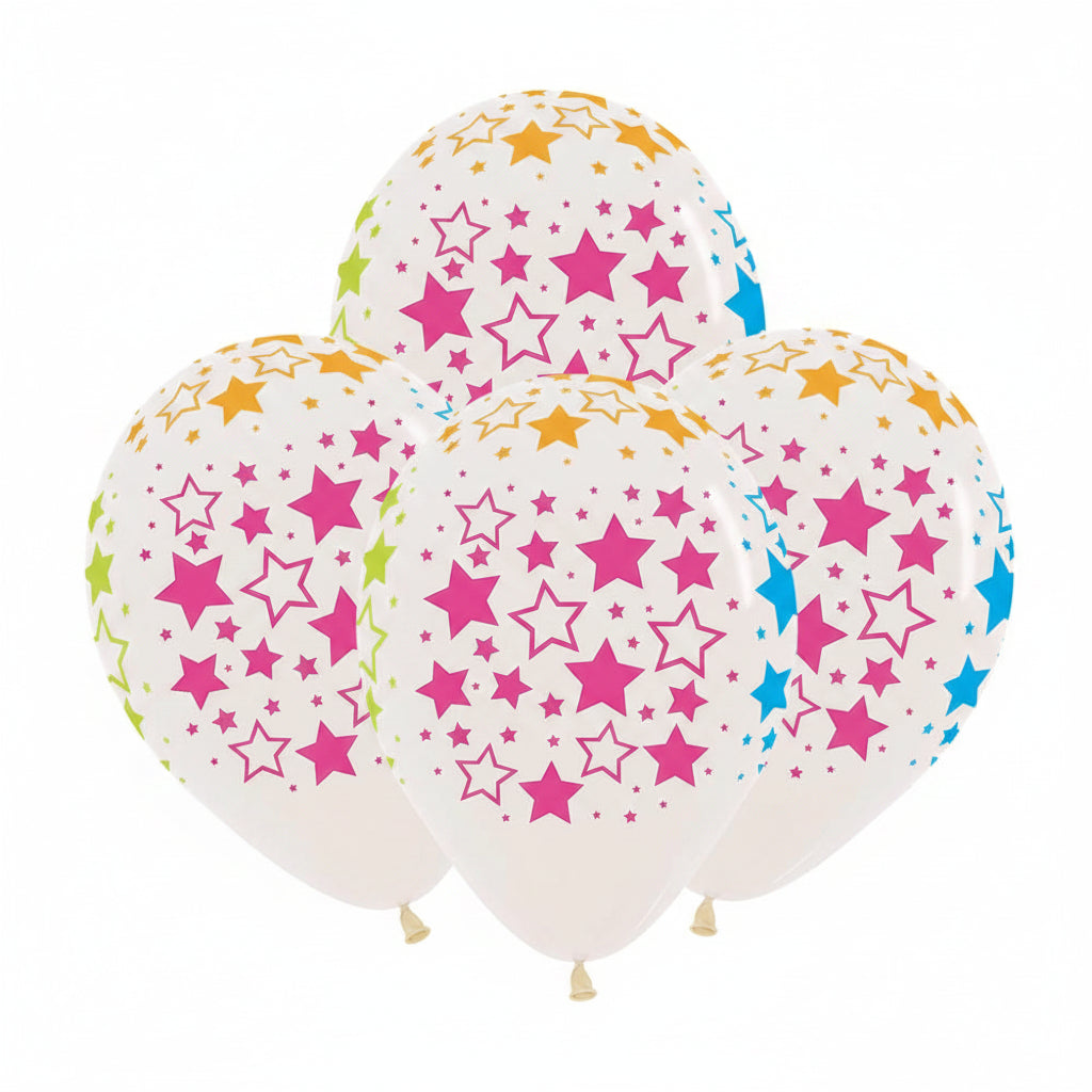 Clear Neon Star Balloons - 12pk