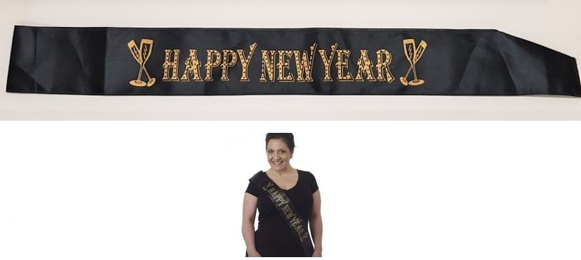 New Year Sash Gold & Black