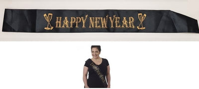 New Year Sash Gold & Black