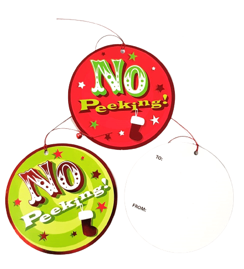 Christmas Large Gift Tags 'No Peeking' (6)