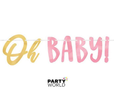 Oh Baby Pink & Gold Banner