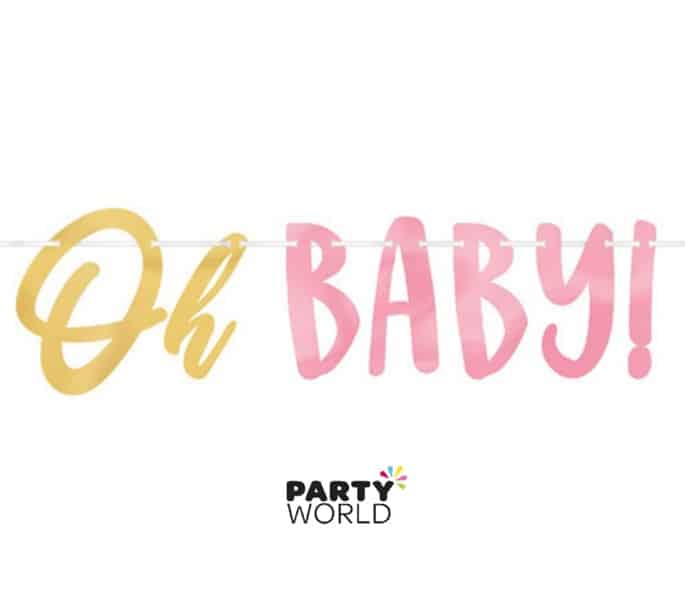 Oh Baby Pink & Gold Banner