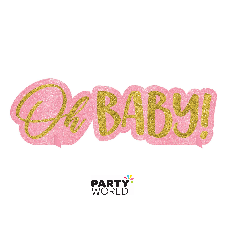 Oh Baby Girl Baby Shower Glitter Table Decoration