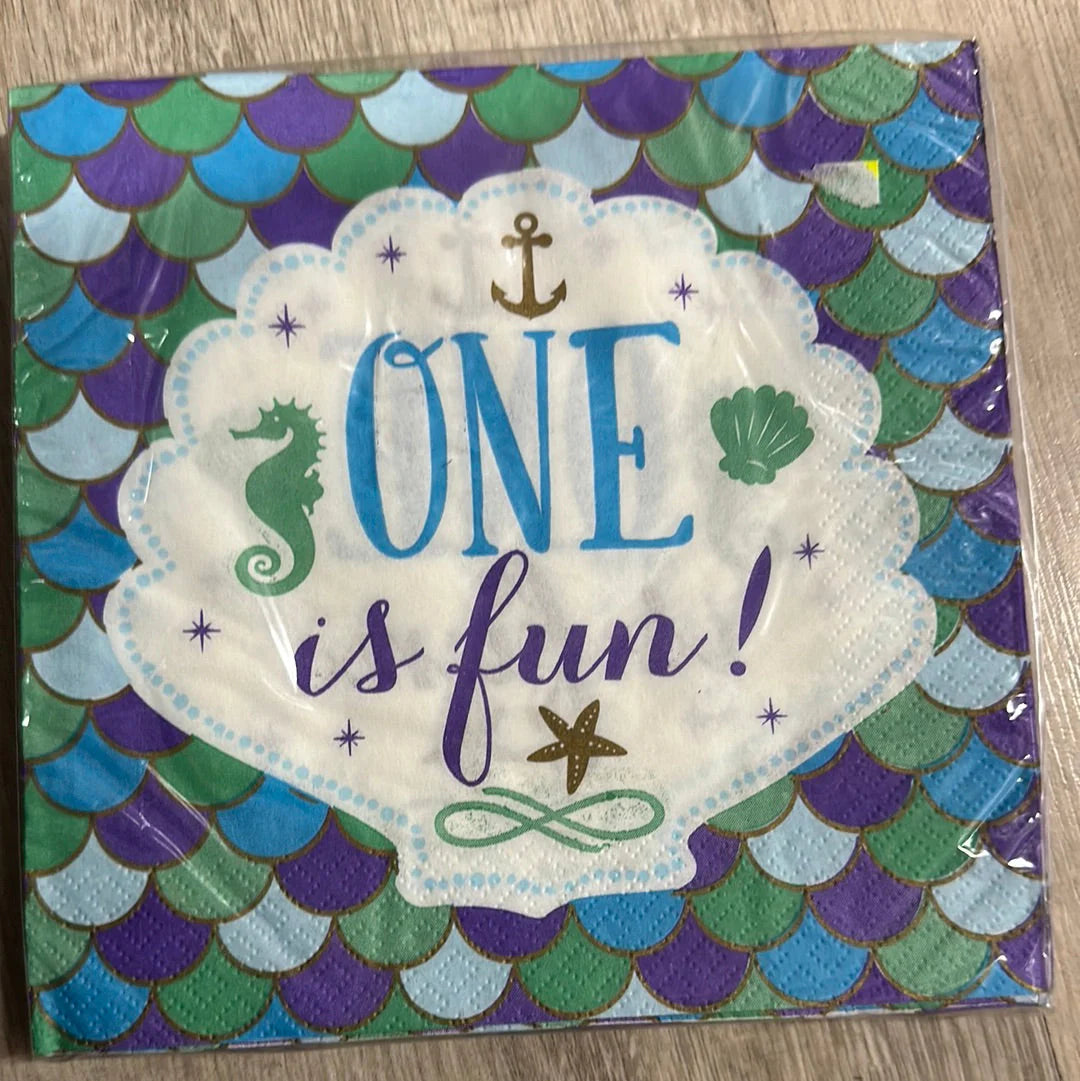 Mermaid Wishes 1st Birthday Luncheon Napkins (16)