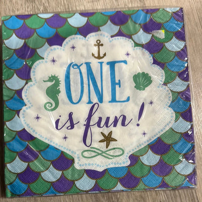 Mermaid Wishes 1st Birthday Luncheon Napkins (16)