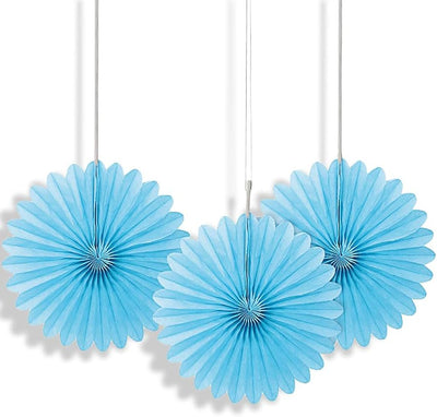 Tissue Paper Fans Pale Blue - 3 mini fans
