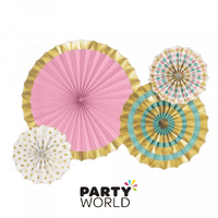 Pastel & Foil Gold Paper Fans (4pk)