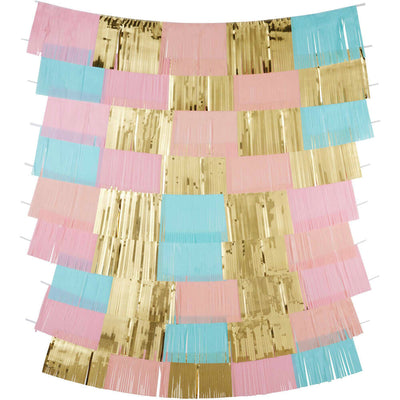Pink, Blue &amp; Gold Fringe Backdrop